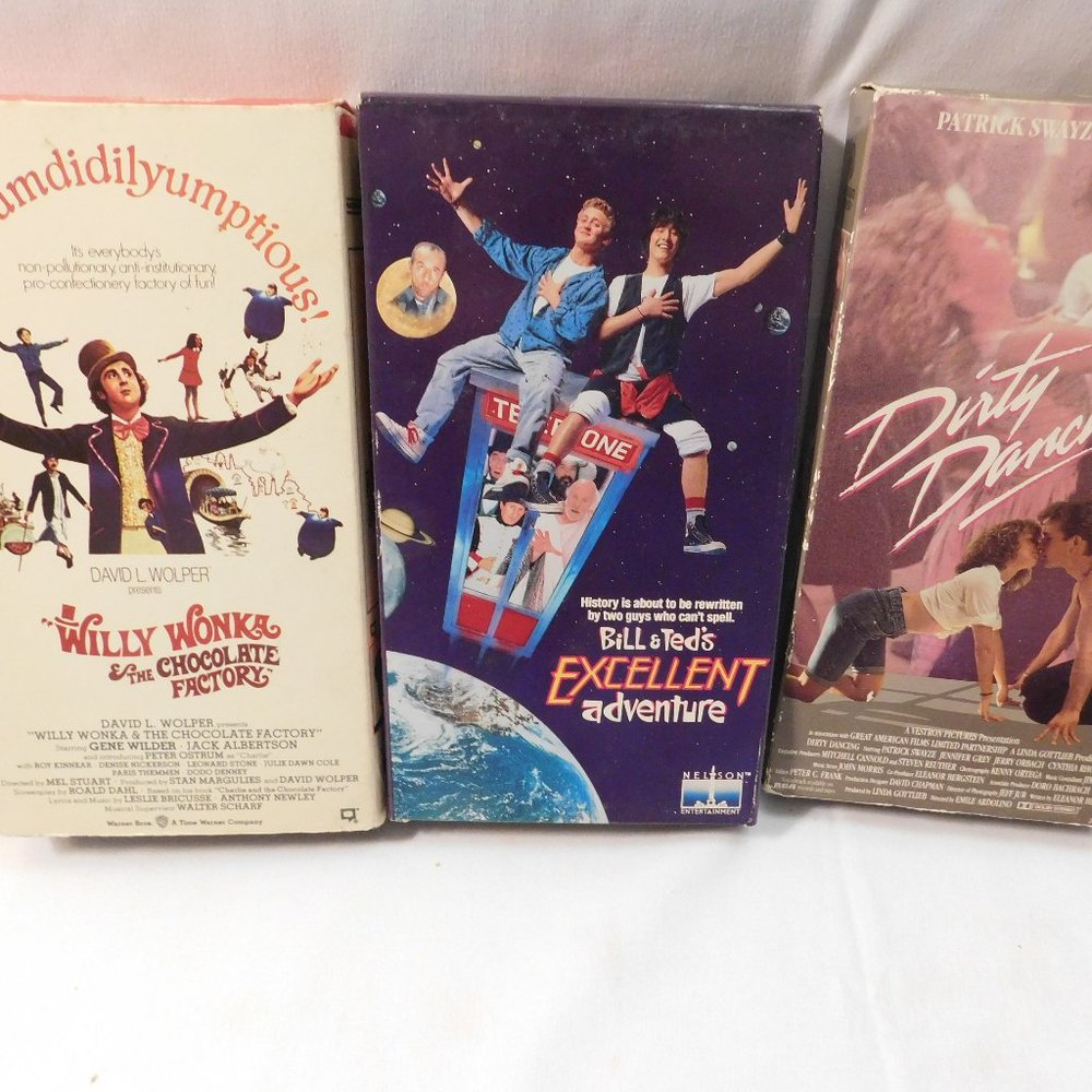 VHS Movies Dirty Dancing - Willy Wonka - Bill & Ted's Excellent Adventure
